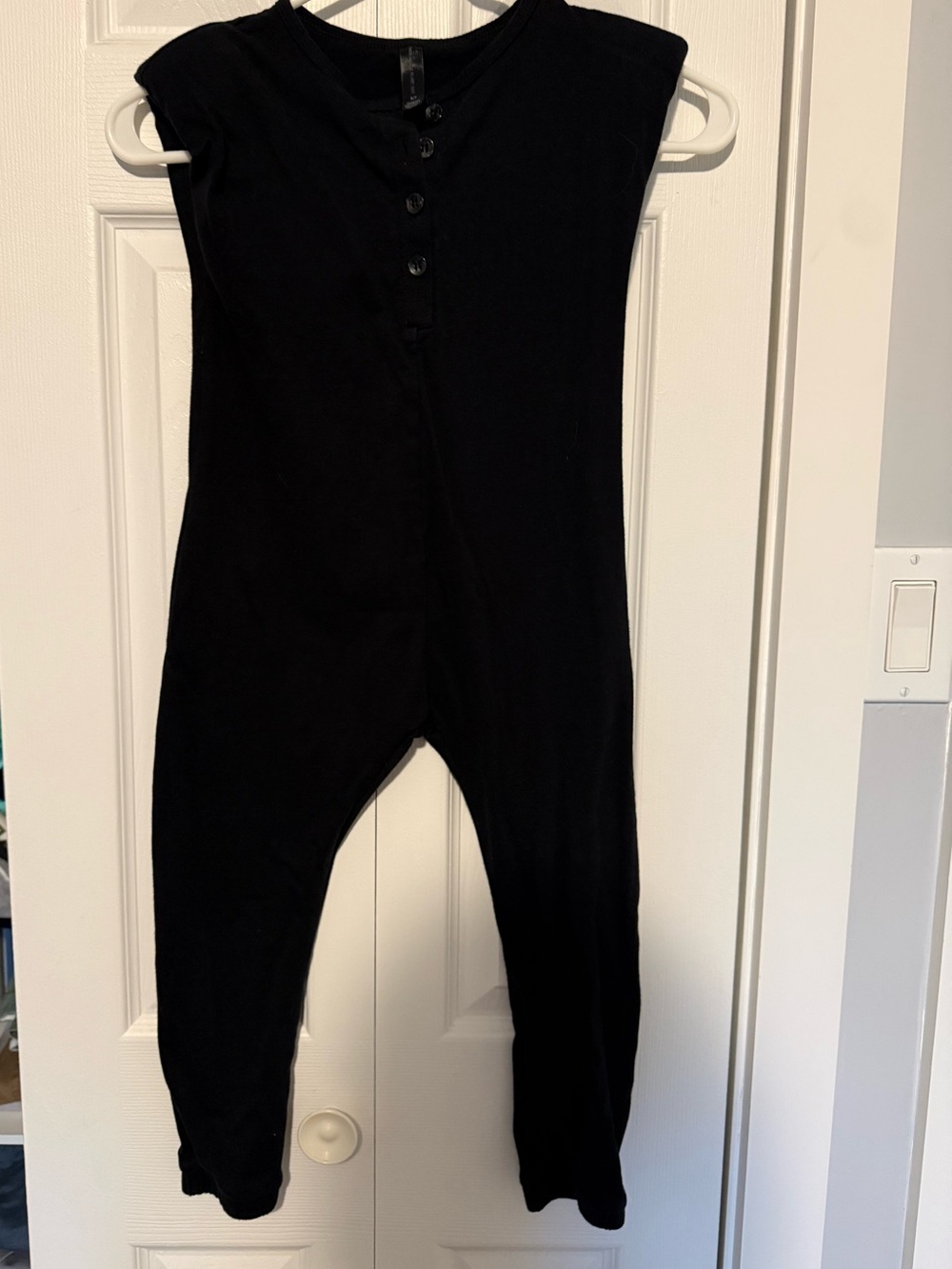 Smash and tess- “Mini Banks”Black Kids Button-Front Romper with shoulder pads